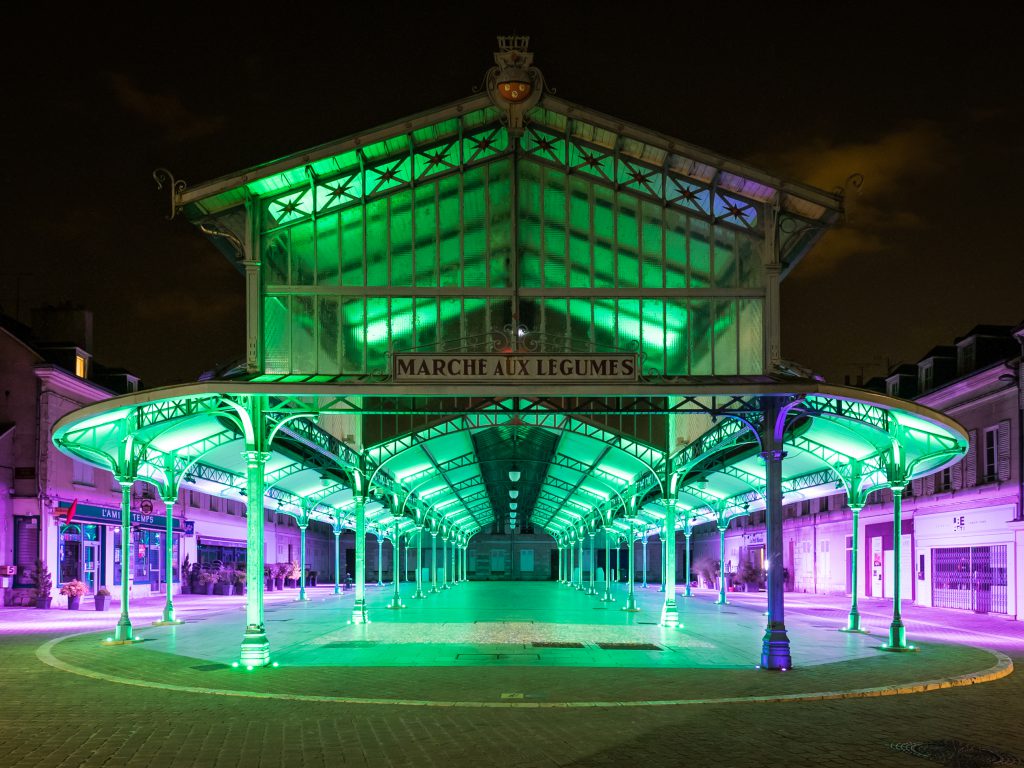 Markthalle in grün-lila